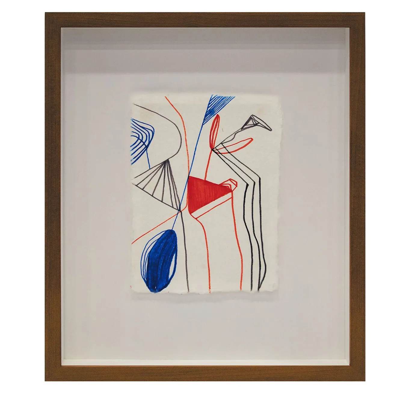 Cotone Multicolor Con Disegno Astratto Triangolo Rosso