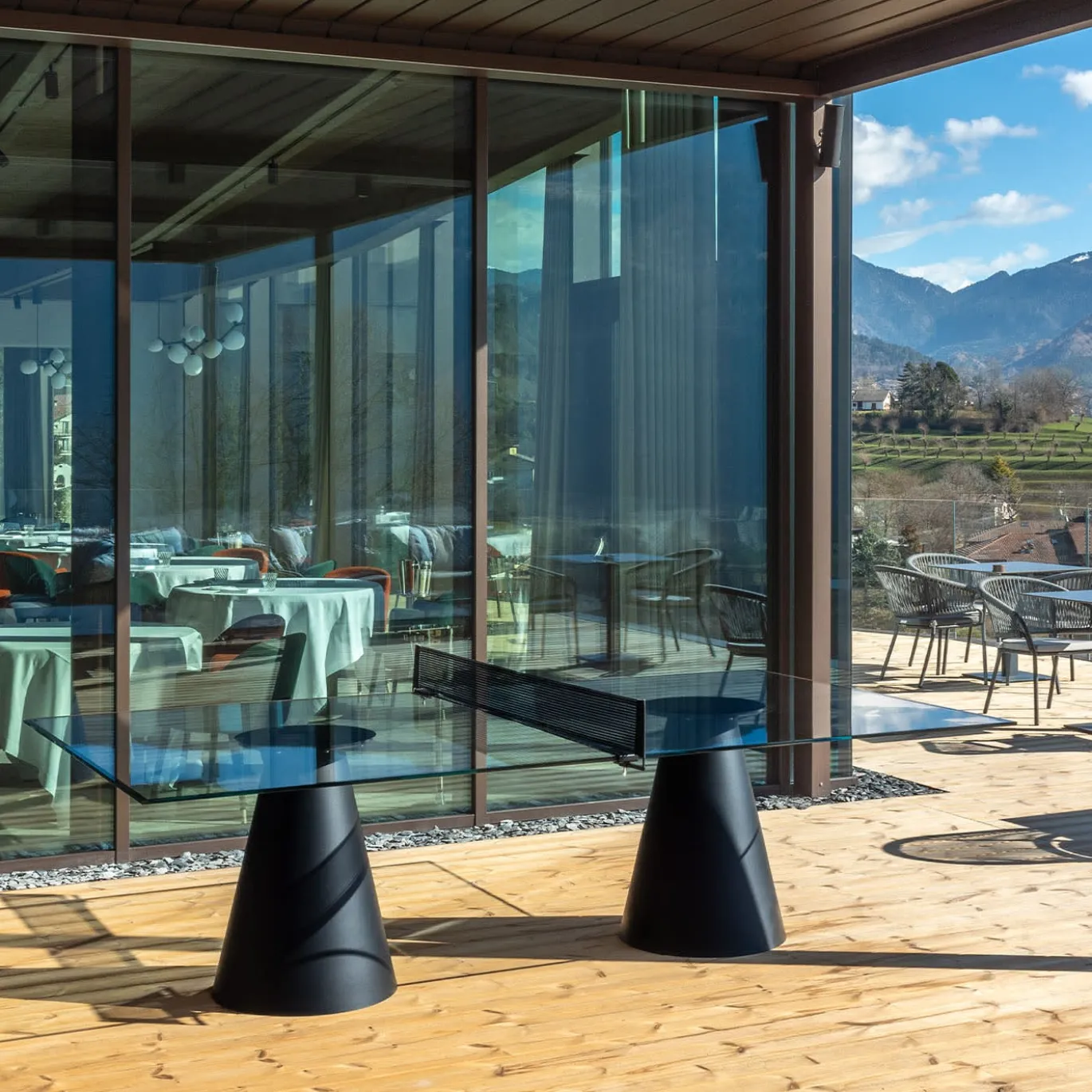 Dada Glass Nero Tavolo da Ping Pong