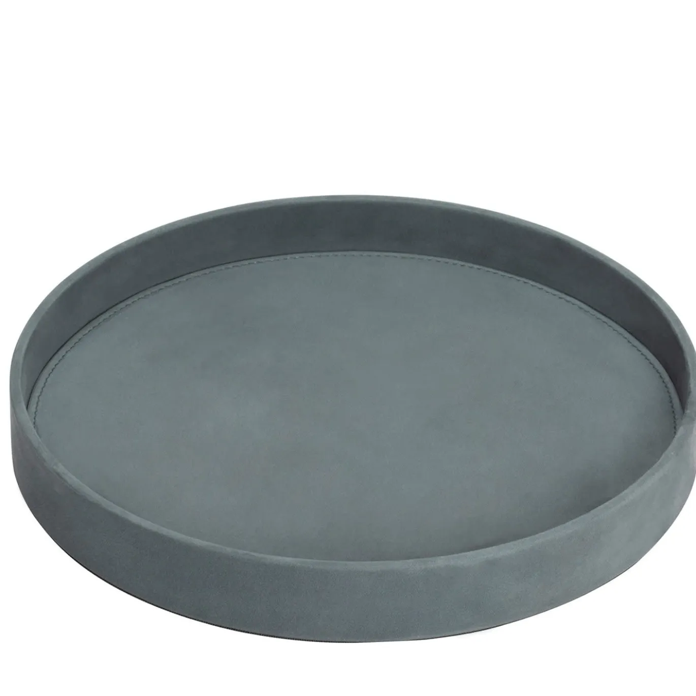 Dama Vassoio rotondo in pelle nabuk blu medio