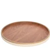 Dama Vassoio rotondo piccolo in pelle e legno di noce