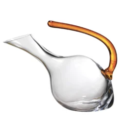 Decanter in vetro decorato a mano giallo