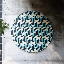 Decorazione murale in tessuto umano blu