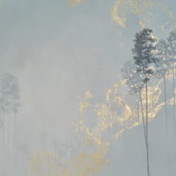 Dipinto Figurativo Golden Song con Foglia d'Oro su Lino Belga
