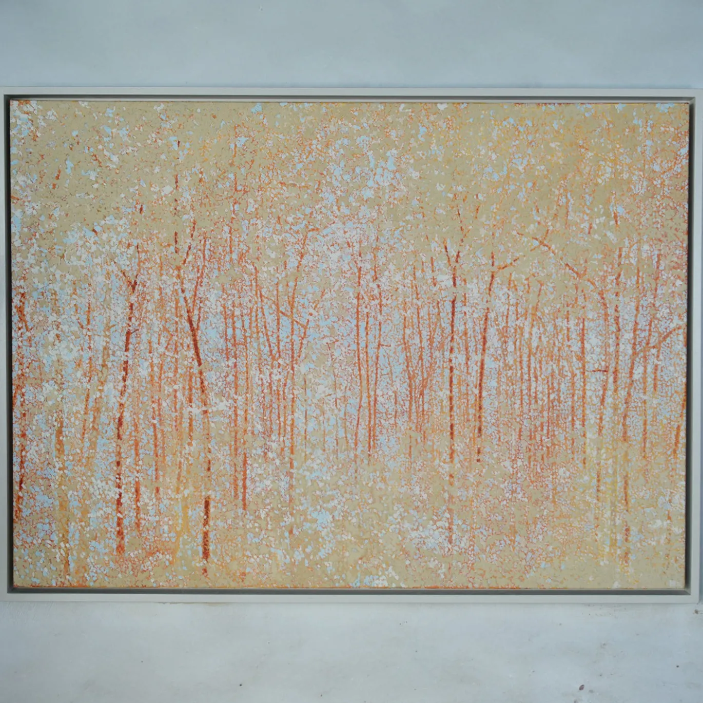 Dipinto figurativo Particles of Joy ad olio su lino belga