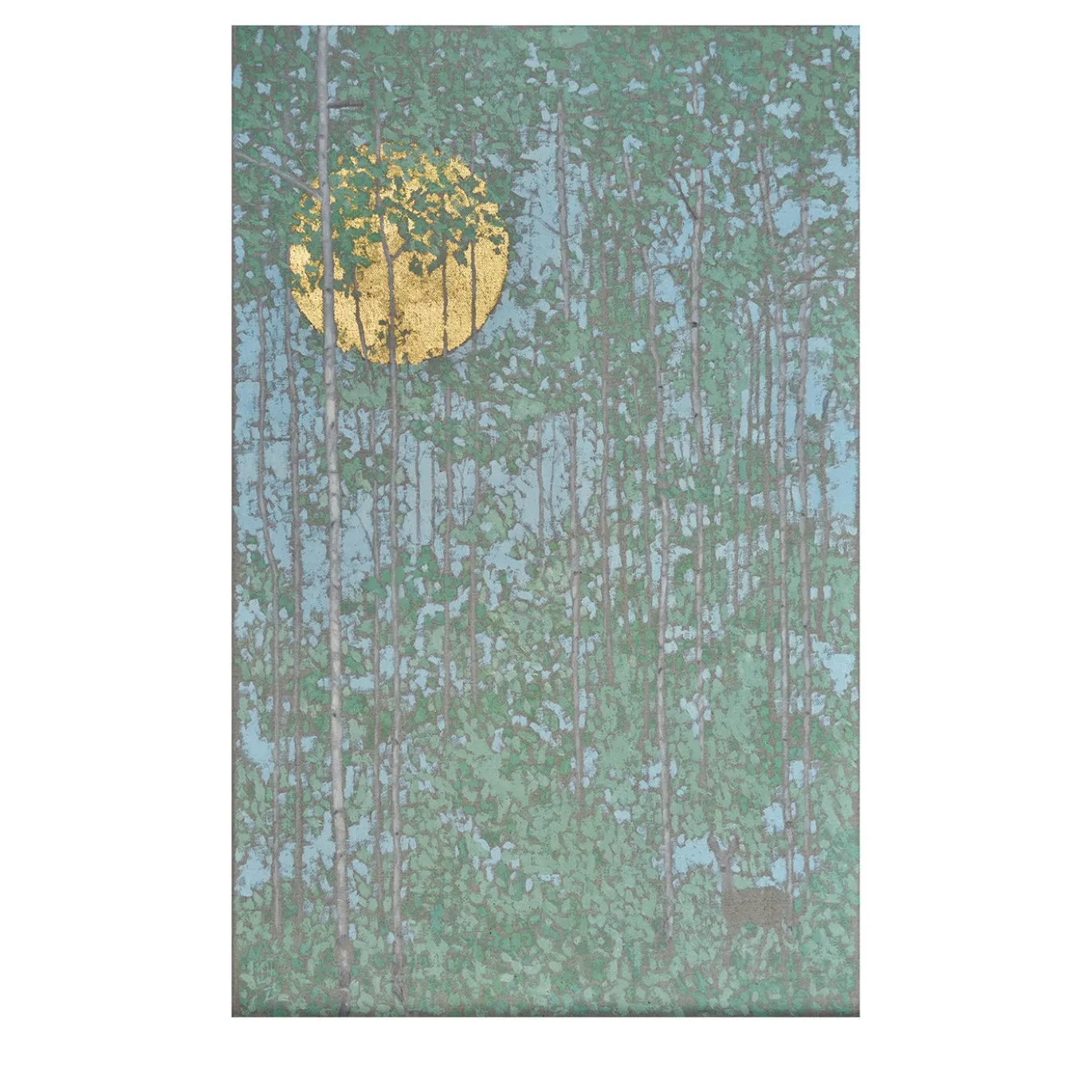 Dipinto Figurativo Silent Forest ad Olio e Oro 24 carati su lino belga