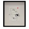 Disegno Cotone Nero, Bianco e Rosa su Carta di Cotone Artigianale