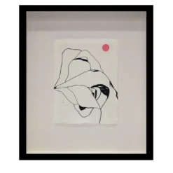 Disegno Cotone Nero, Bianco e Rosa su Carta di Cotone Artigianale