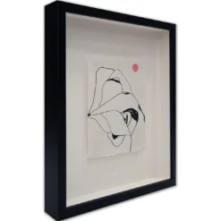 Disegno Cotone Nero, Bianco e Rosa su Carta di Cotone Artigianale