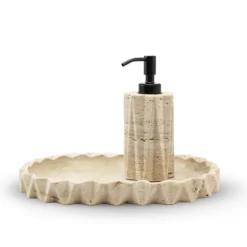 Dispenser di sapone Fold in travertino beige