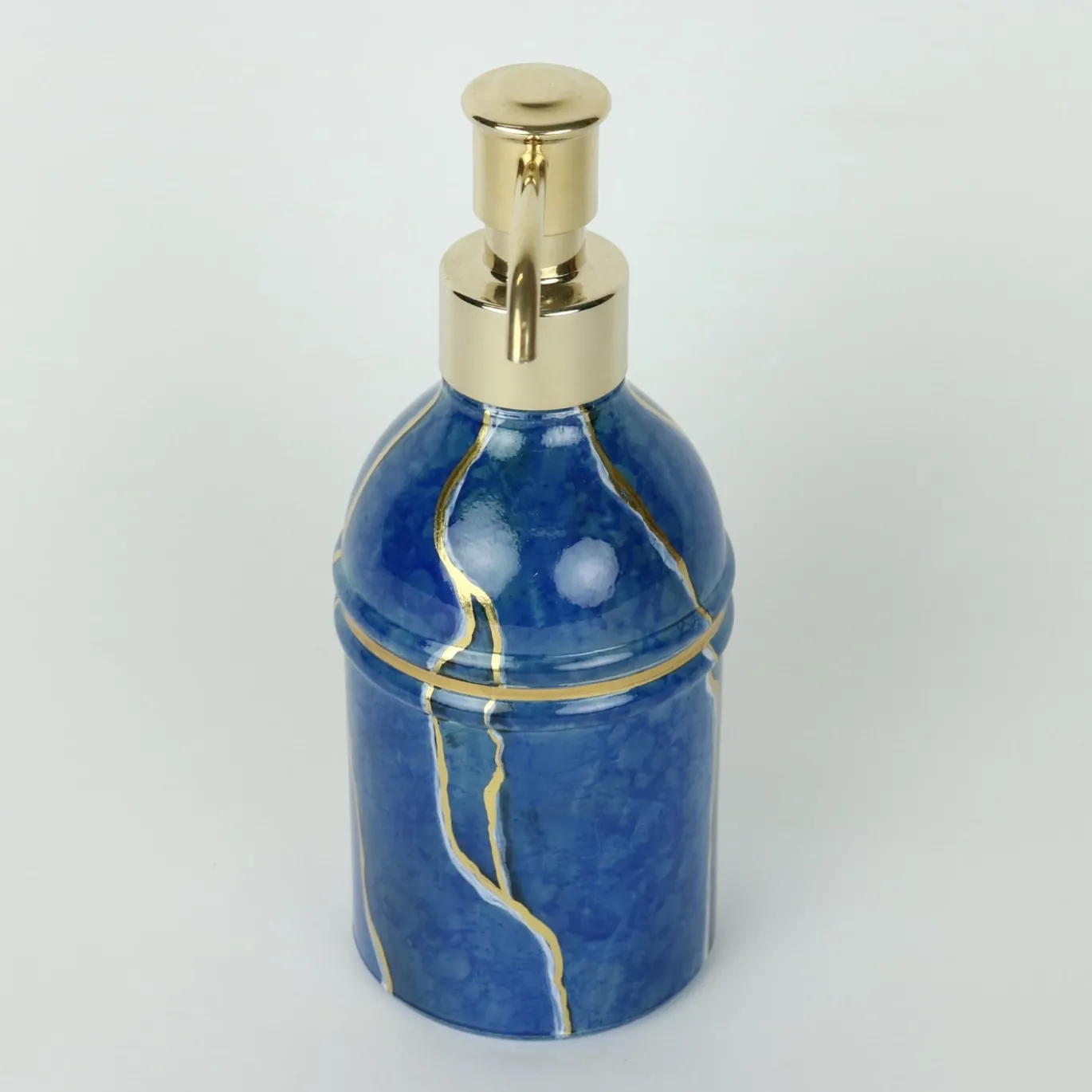 Dispenser in vetro Lapislazzuli con accenti dorati