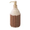 Dispenser manuale di disinfettante per le mani in rattan e pelle moka
