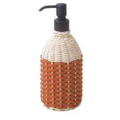 Dispenser manuale di disinfettante per le mani in rattan e pelle di mango