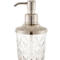 Dispenser per sapone in vetro con finitura in ottone nichelato Zante