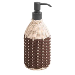 Dispenser per sapone Rouen Mocha in pelle e rattan