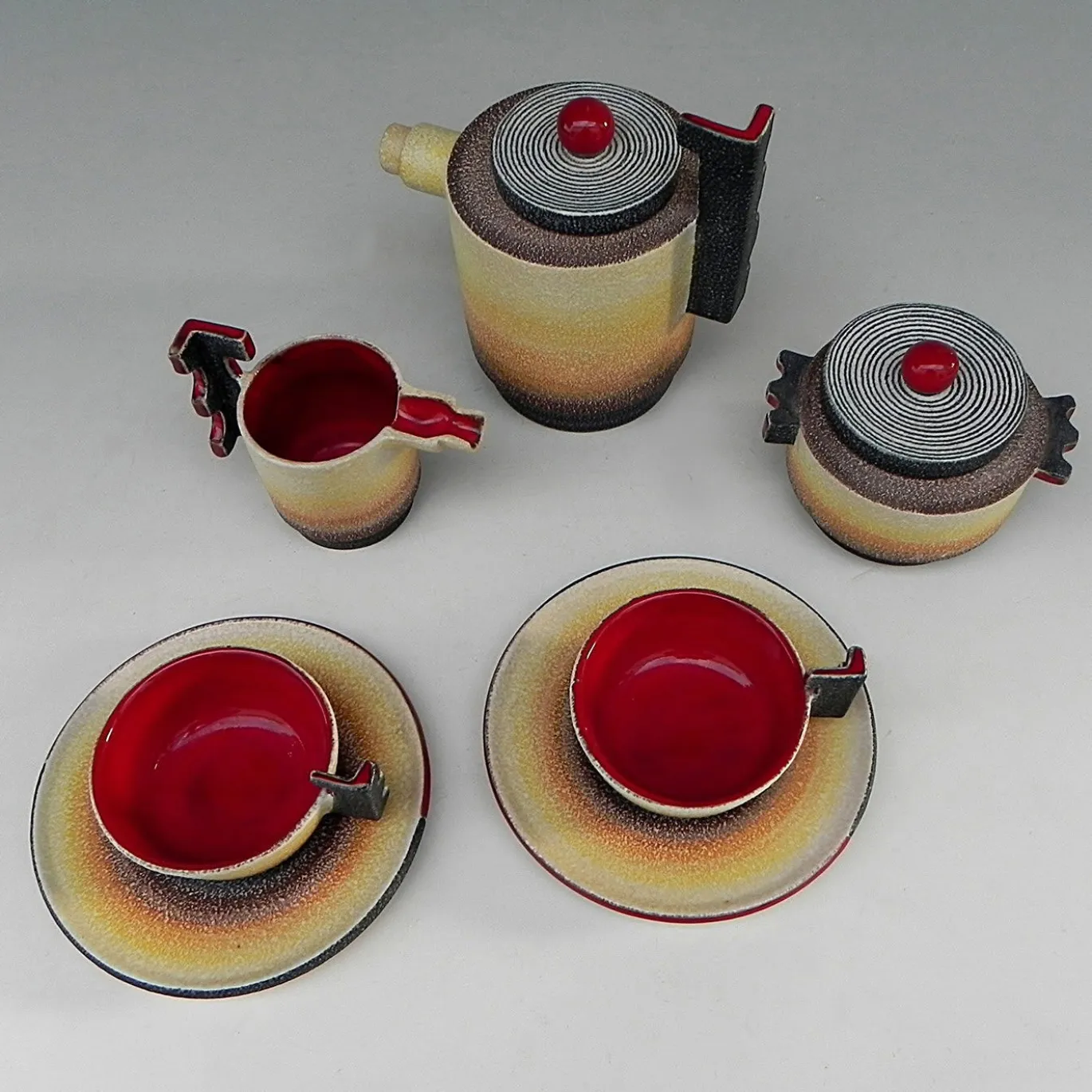 Diulgheroff Set da tè in ceramica futurista per due persone