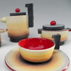 Diulgheroff Set da tè in ceramica futurista per due persone