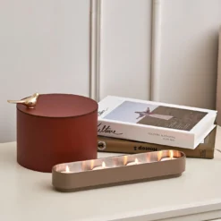 Elegante scatola in pelle bordeaux