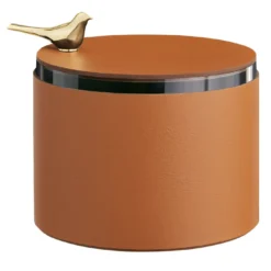 Elegante scatola in pelle color cognac