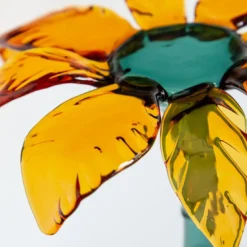Espositore da dessert in vetro soffiato verde e arancione Las Palmas