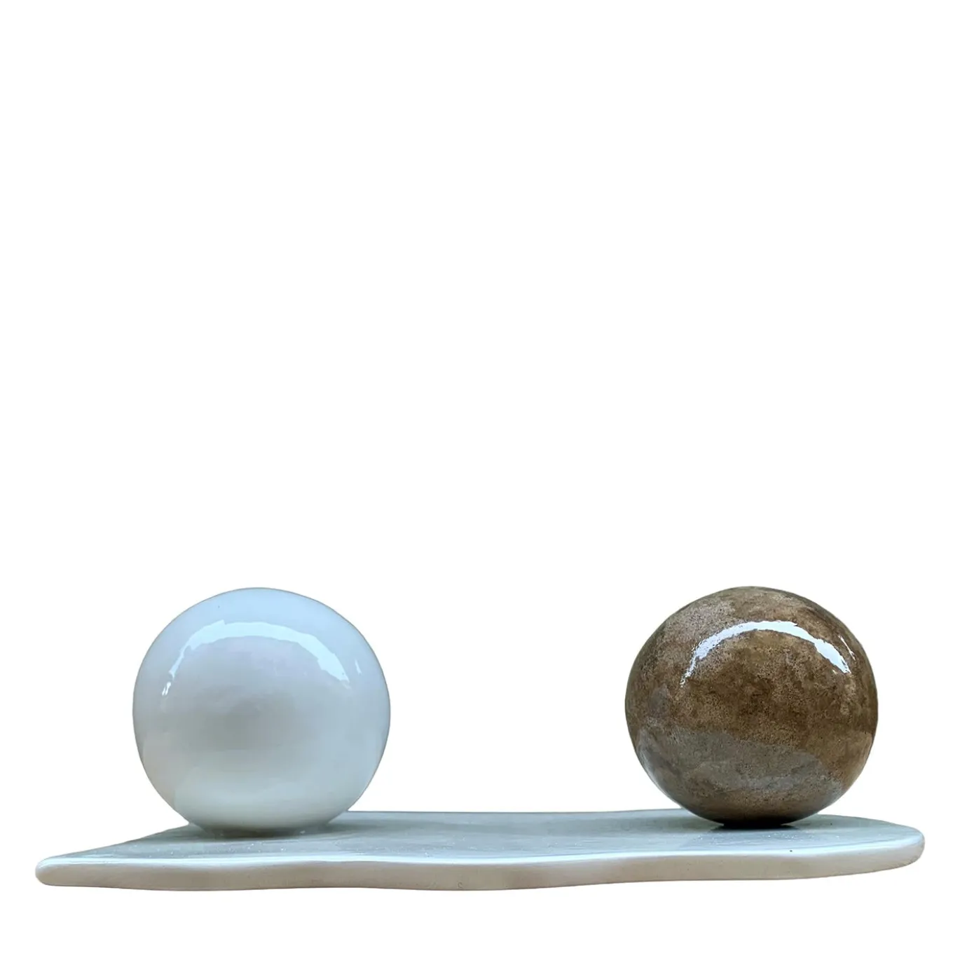 Fermalibro in ceramica con 2 sfere e base