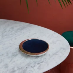 Firenze Vassoio tondo a tasca vuota argento e blu