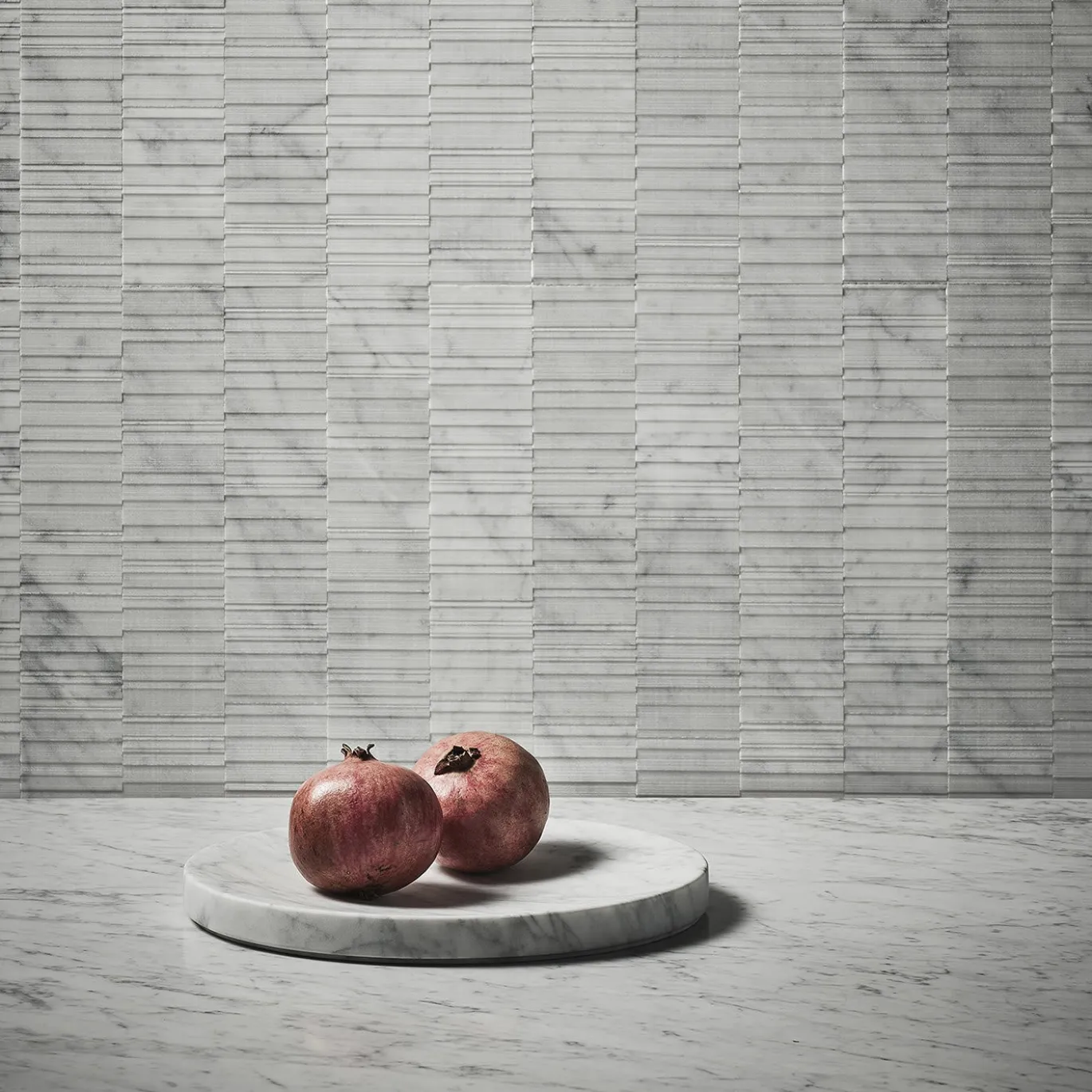 Fruttiera Ellipse in marmo di Carrara