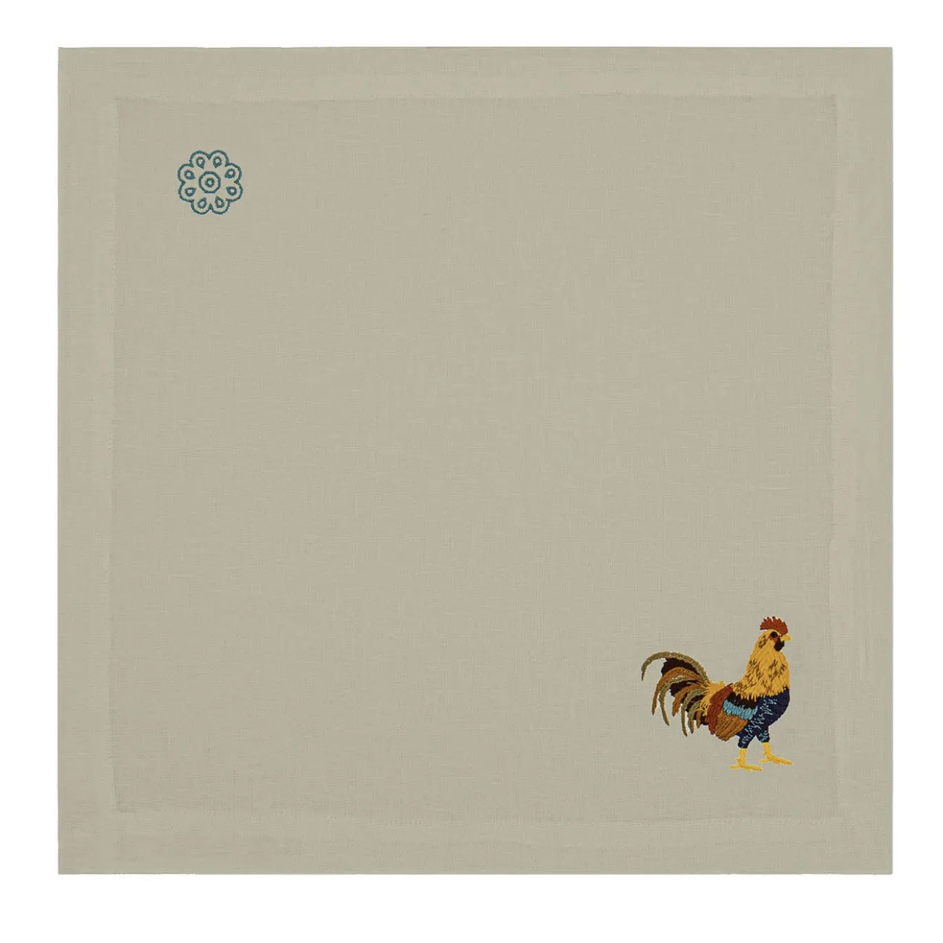 Gallo Multicolor Set di 6 tovaglioli ricamati color taupe