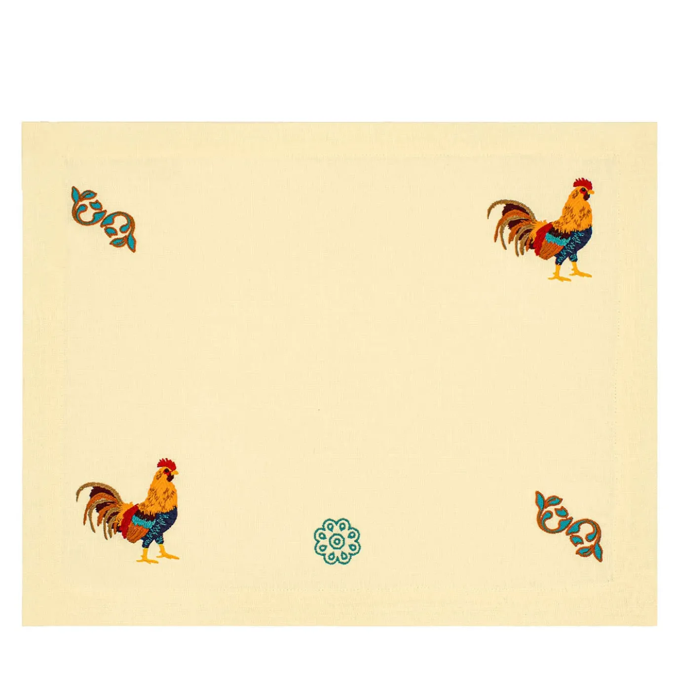 Gallo Set di 2 tovagliette ricamate in giallo