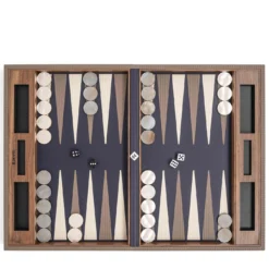 Gioco da tavolo Backgammon blu navy e grigio tortora