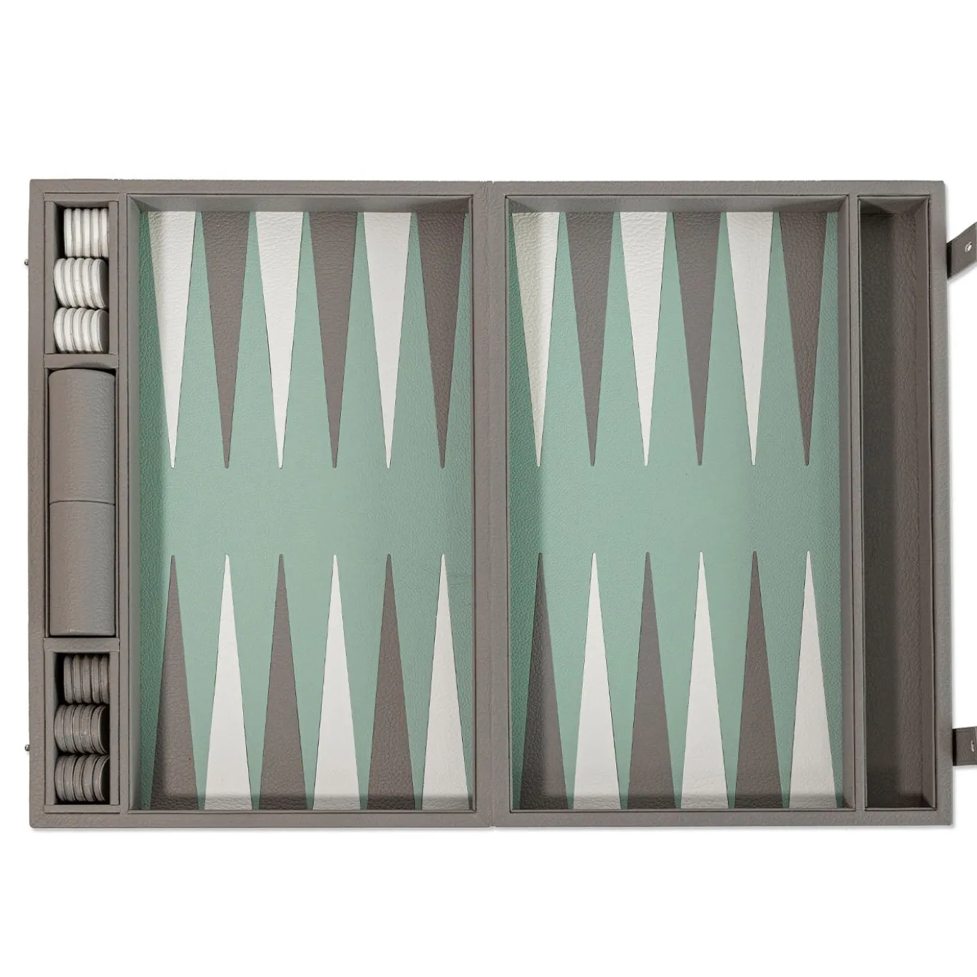 Gioco da tavolo Backgammon Box 45 in pelle grigia Luna