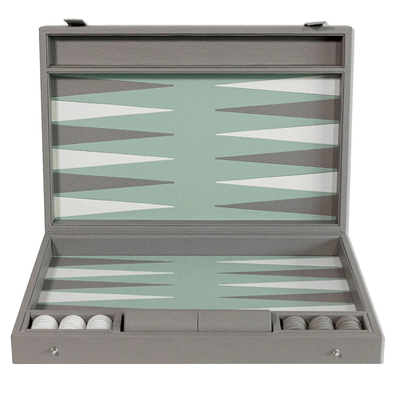 Gioco da tavolo Backgammon Box 45 in pelle grigia Luna