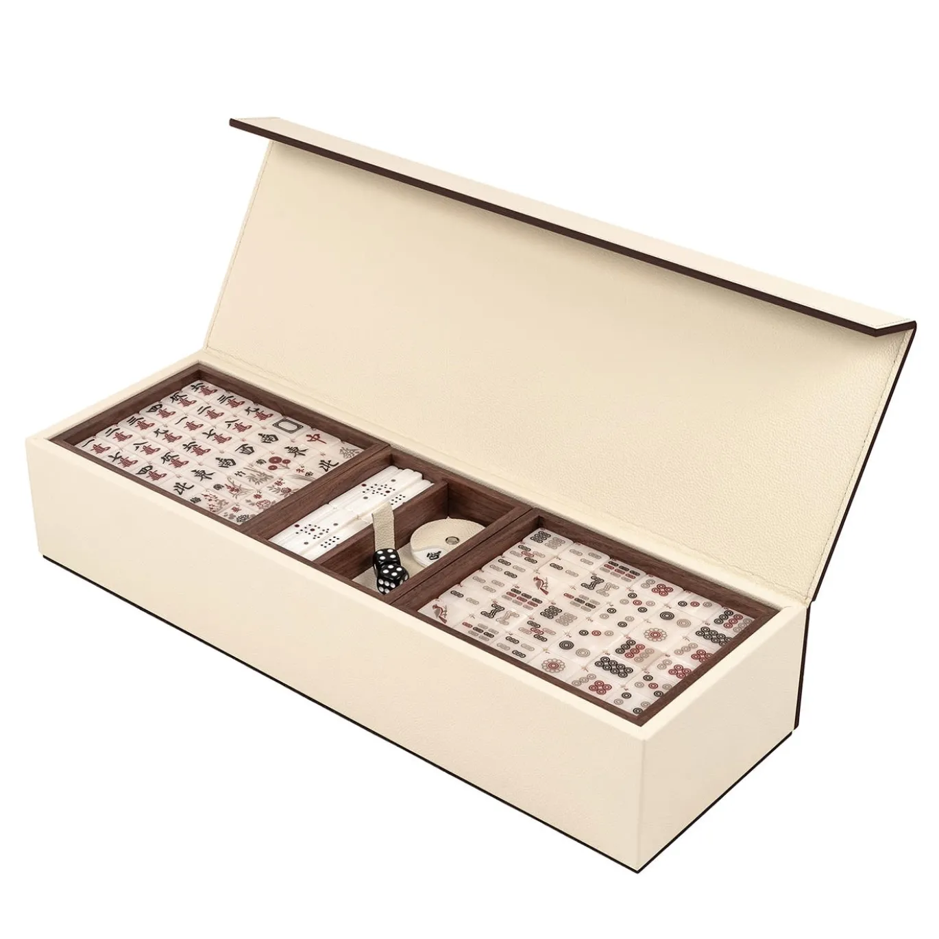 Gioco da Tavolo Mahjong in Pelle Beige