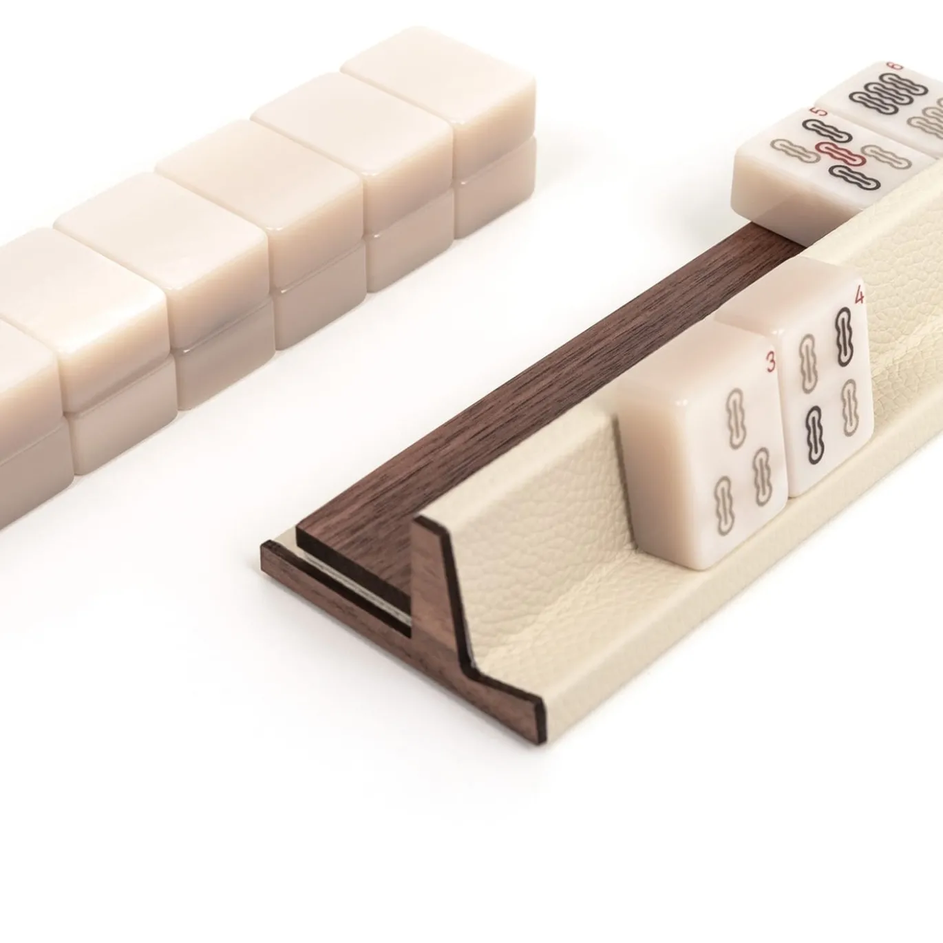 Gioco da Tavolo Mahjong in Pelle Beige