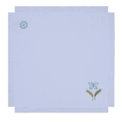 Grano Multicolor Set di 6 tovaglioli lilla ricamati con frange
