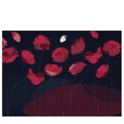 Happy Poppy Blue Nature Carta da parati
