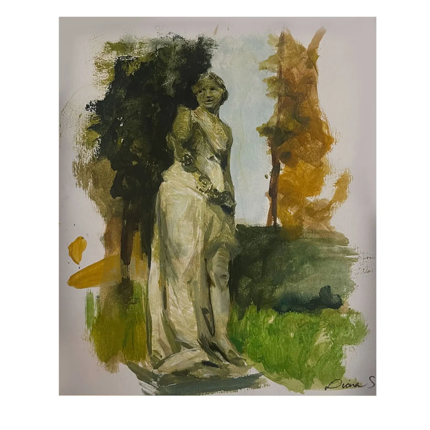 In Erba Pittura Figurativa ad Acquerello su Carta