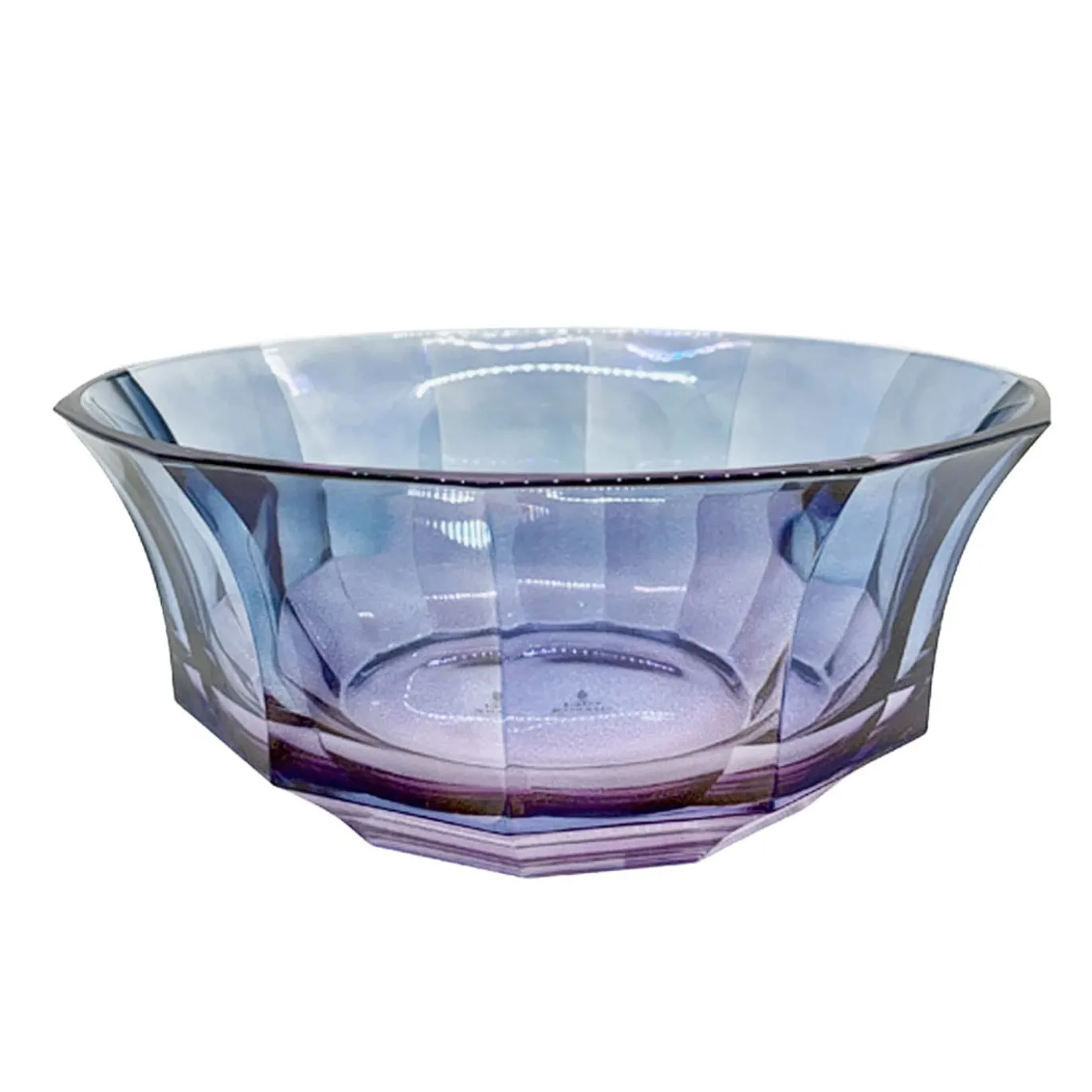 Insalatiera di cristallo sfaccettato viola-blu
