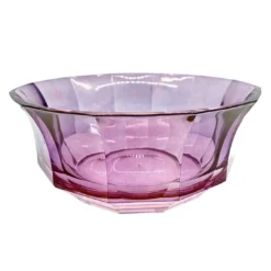 Insalatiera di cristallo sfaccettato rosa-viola