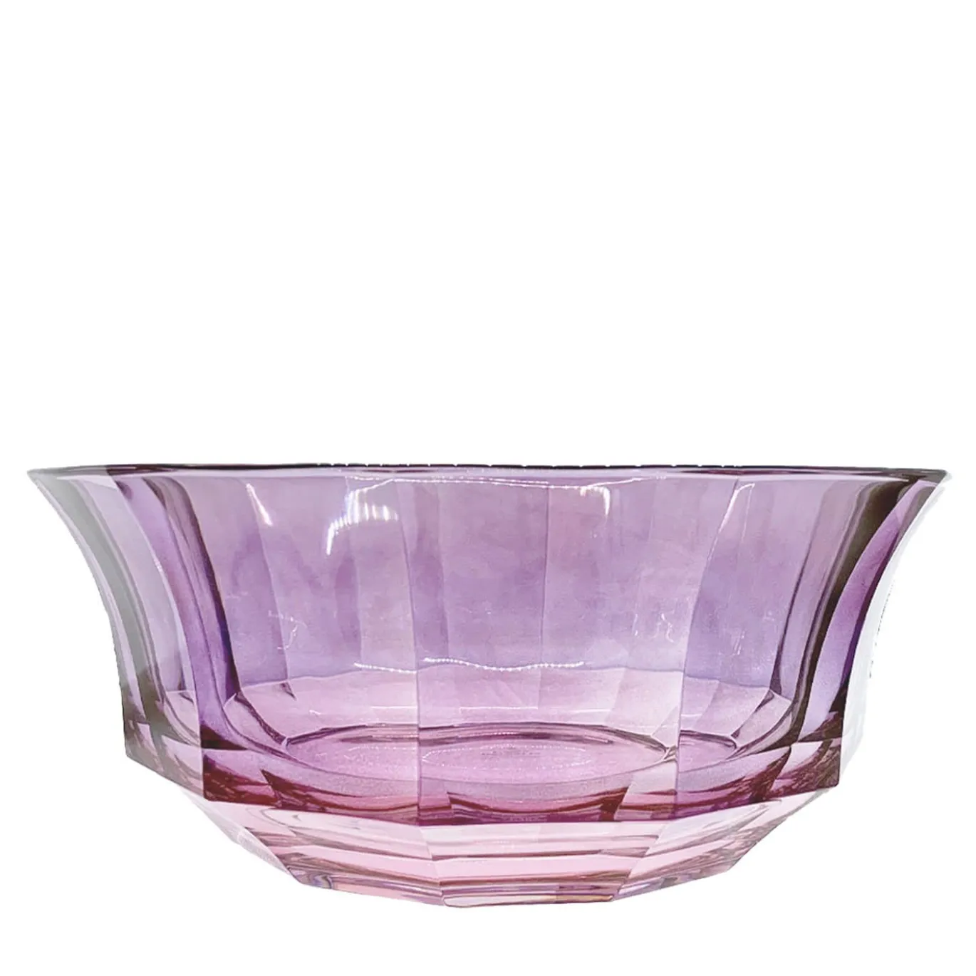 Insalatiera di cristallo sfaccettato rosa-viola