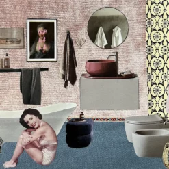 Interno Giorno con Liz Taylor Collage con materiali riciclati