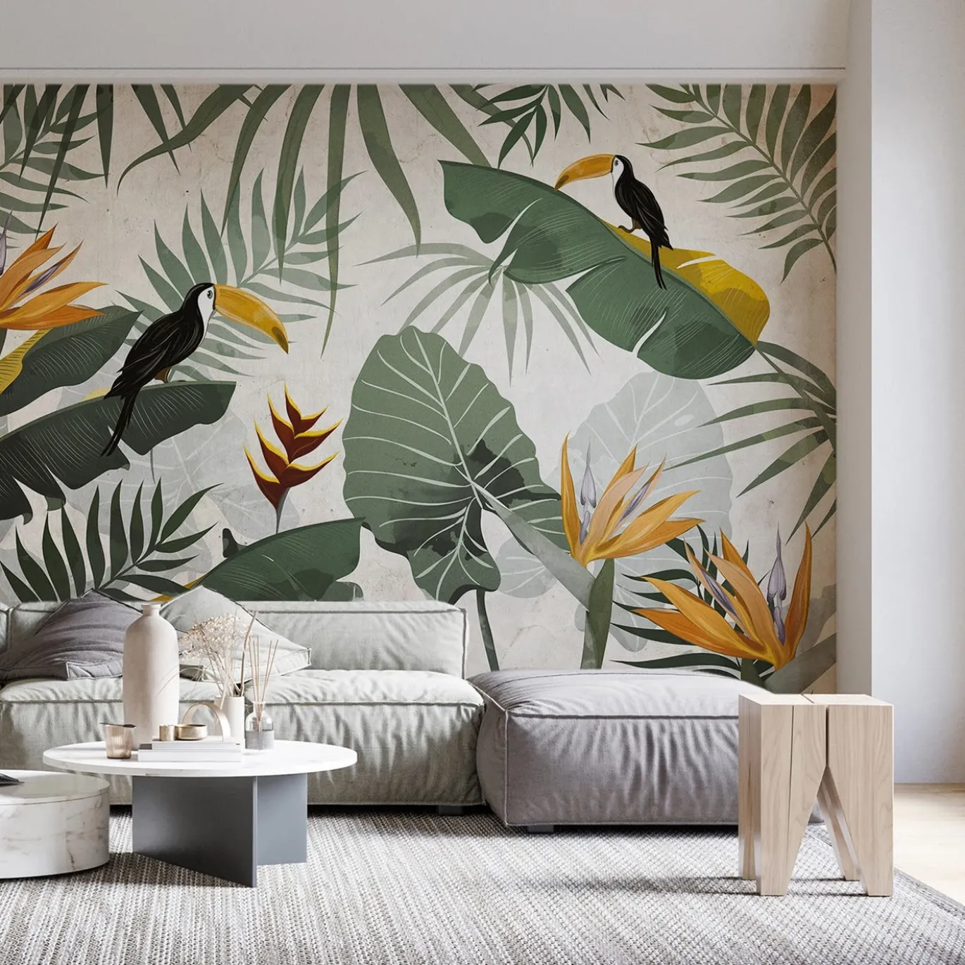 Jungle Dream White Nature Carta da parati