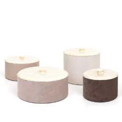 Kelly Scatola alta cilindrica crema con coperchio