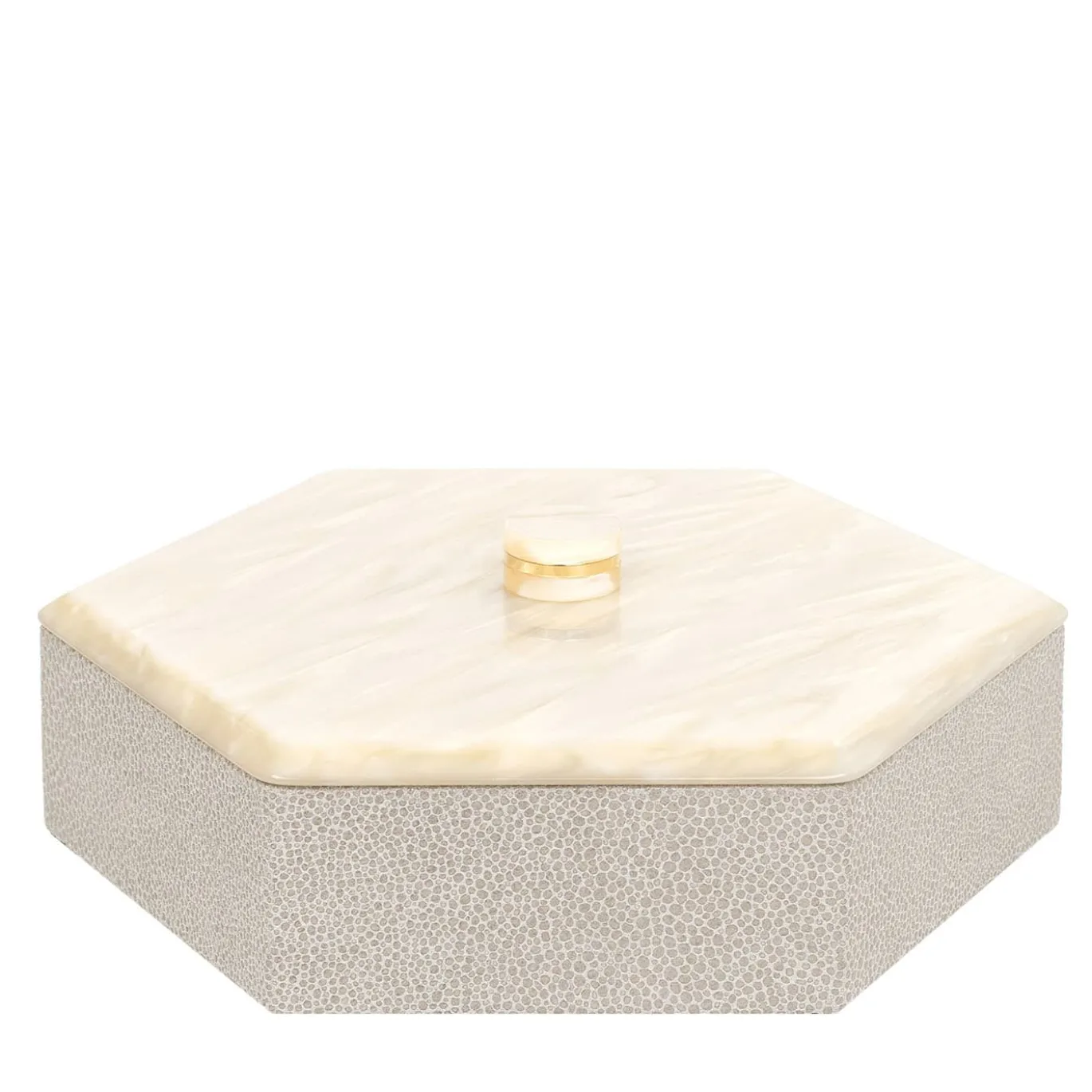 Kelly Scatola esagonale bassa crema con coperchio