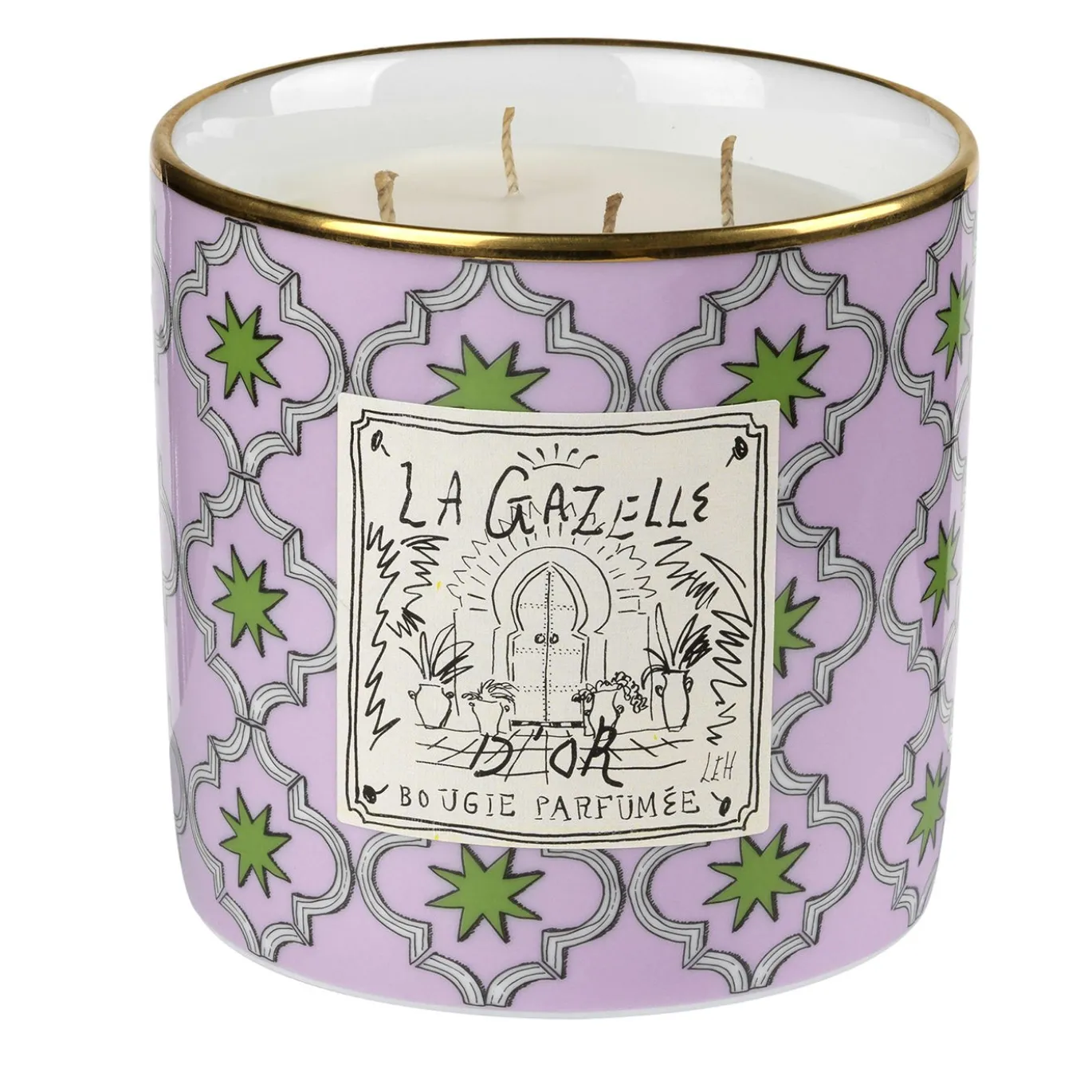 La Gazelle d'Or Candela Grande Profumata in Porcellana Rosa