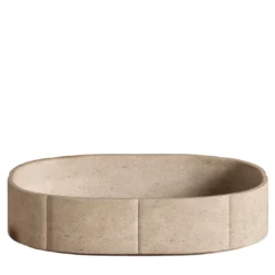 Lavabo con top in marmo ovale beige sartoriale