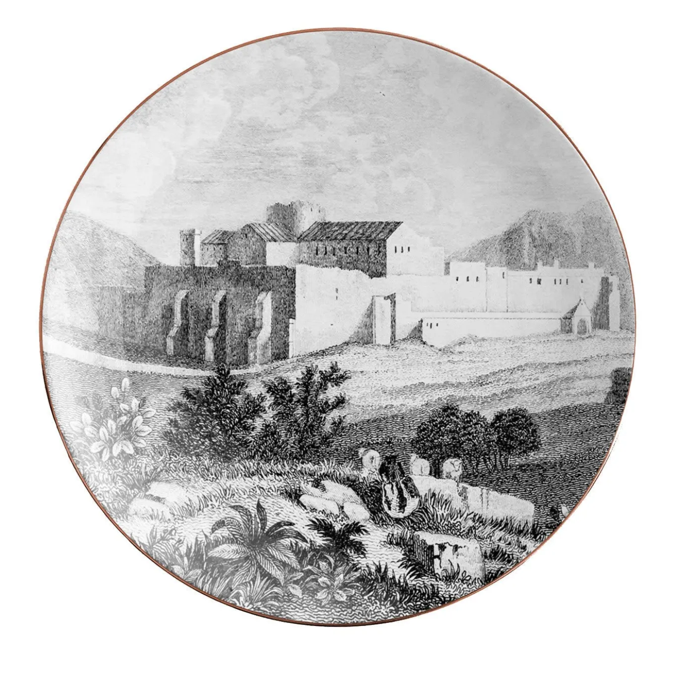 Lebanon Set di 2 piatti da pane in porcellana con paesaggio #1