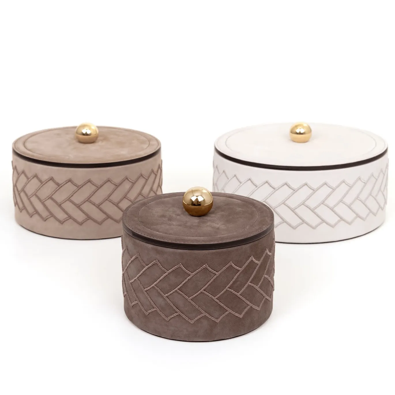 Lily Scatola cilindrica grande crema con coperchio