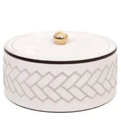 Lily Scatola cilindrica grande crema con coperchio