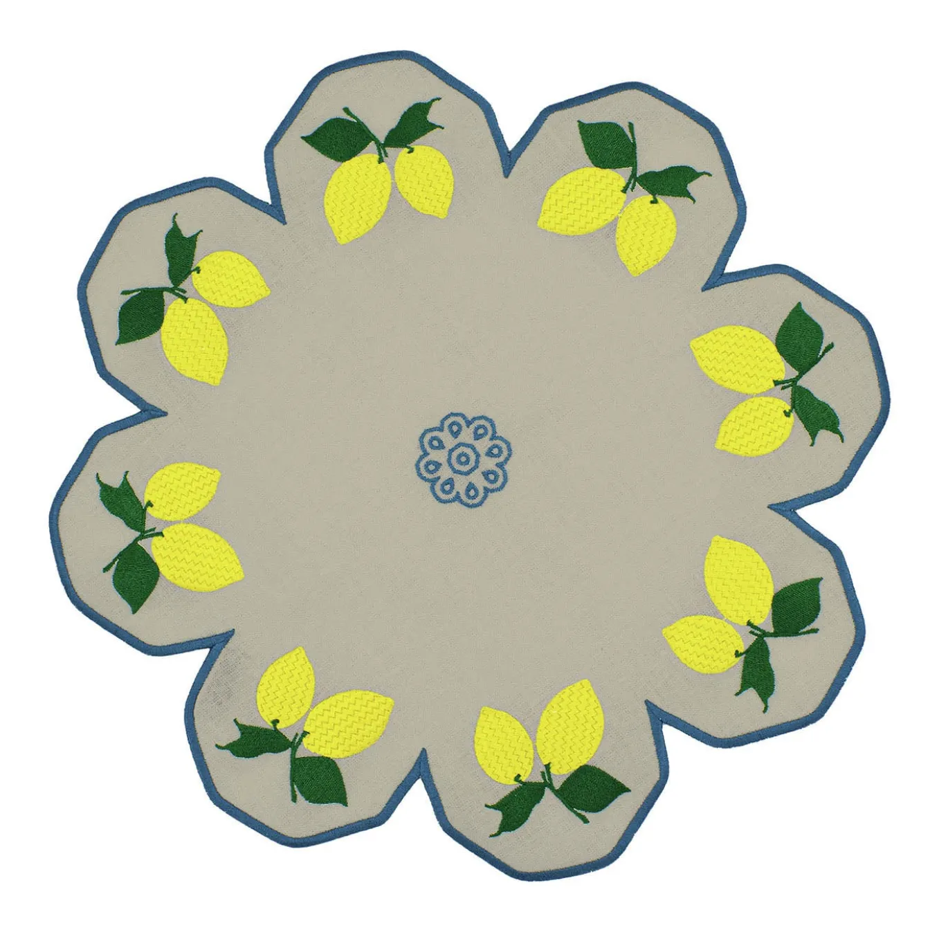 Limoni Multicolor Set di 2 tovagliette di servizio a forma di fiore color taupe