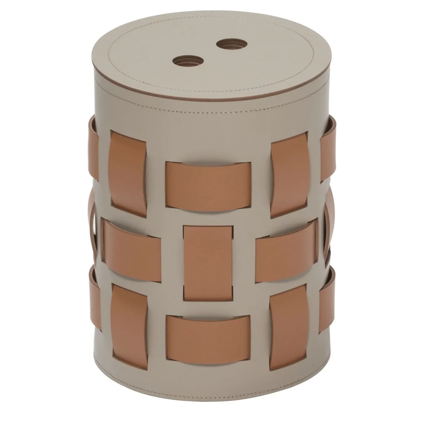 Lisbona 4 Cesto rotondo marrone con coperchio